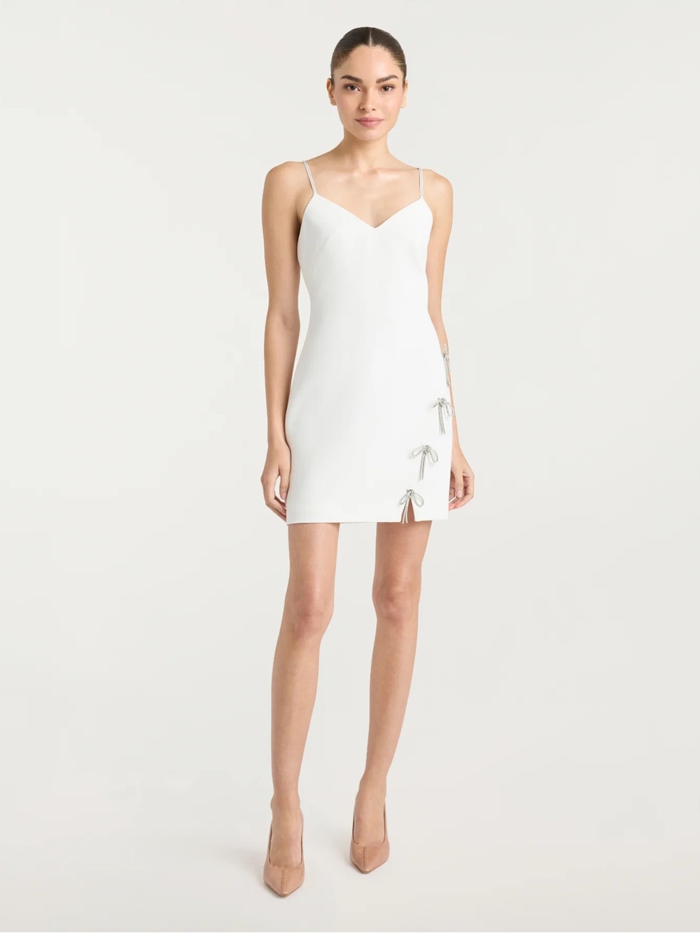 Cinq a Sept Corded Rhinestone Bow Rella Dress in Ivory
